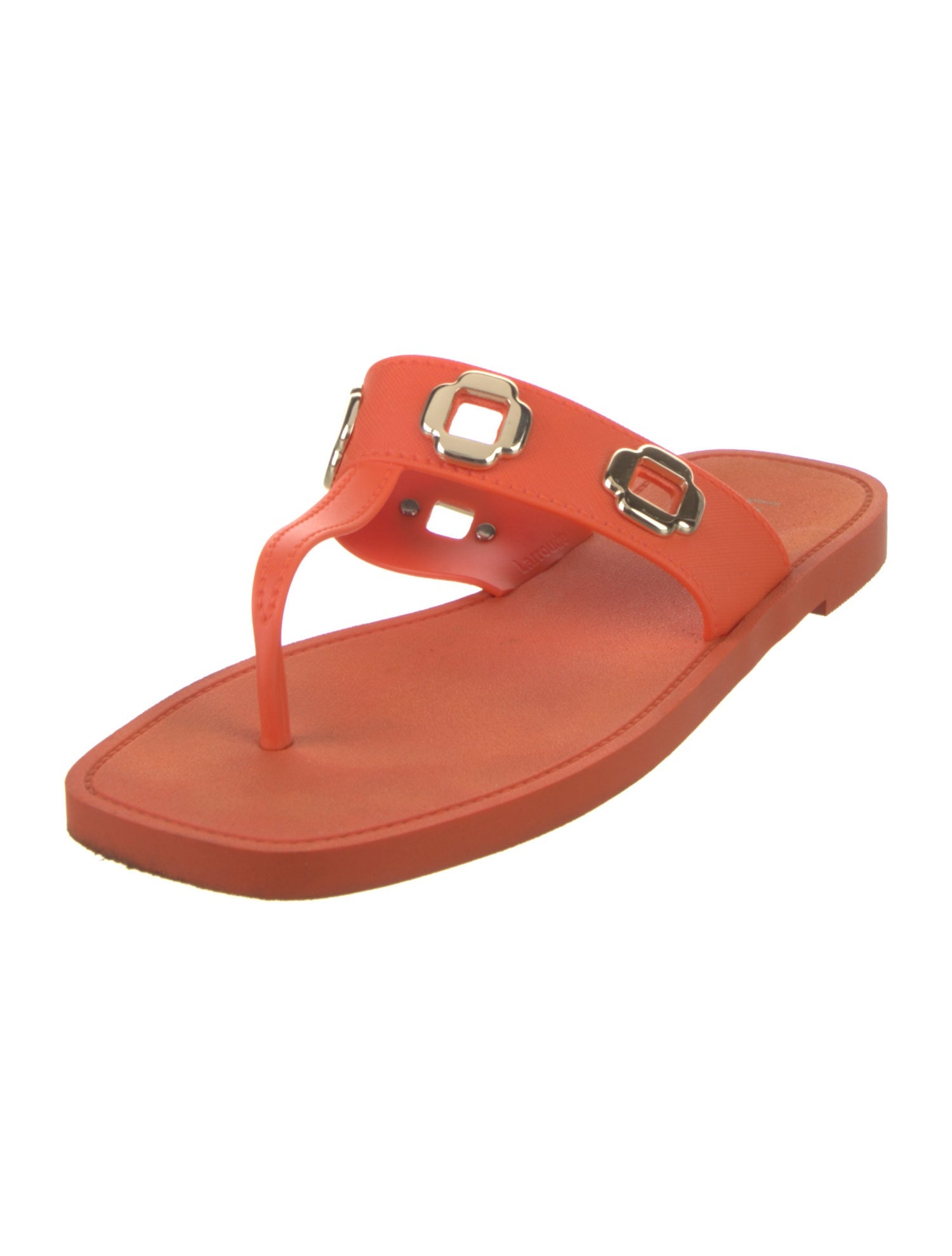 Larroude Rubber Eyelet Trim Flip Flops