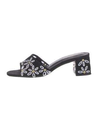 Larroude Canvas Floral Print Slides