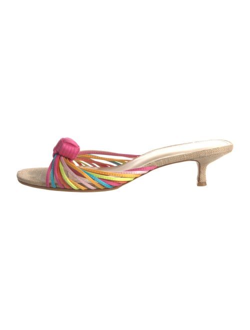 Larroude Raffia Colorblock Pattern Slides