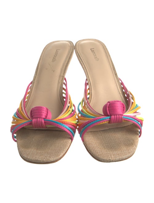 Larroude Raffia Colorblock Pattern Slides