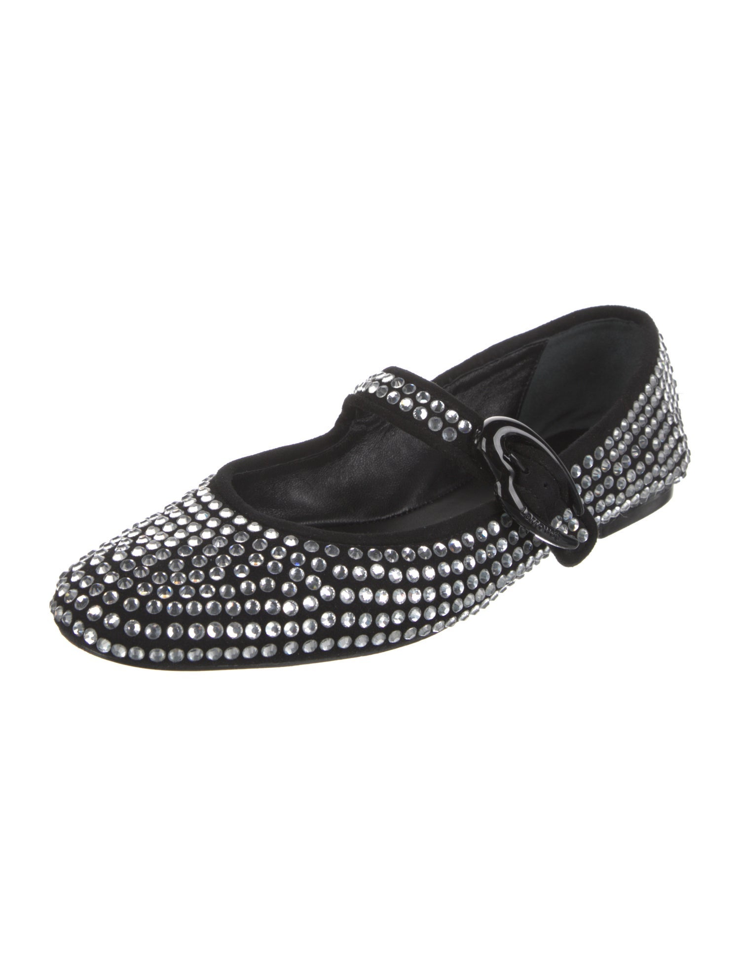 Larroude Crystal Studded Accents Mary Jane Flats