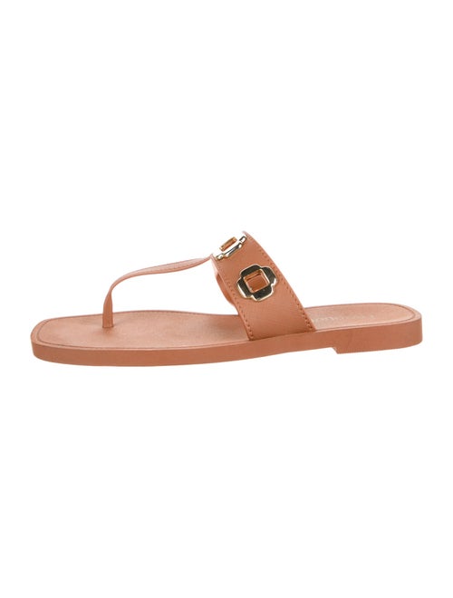 Larroude Leather Eyelet Trim Flip Flops