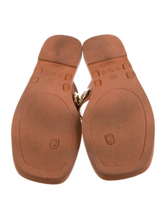 Larroude Leather Eyelet Trim Flip Flops