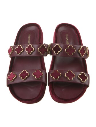 Larroude Leather Studded Accents Slides