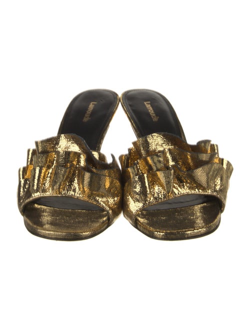 Larroude Patterned Ruffle Embellishment Slides