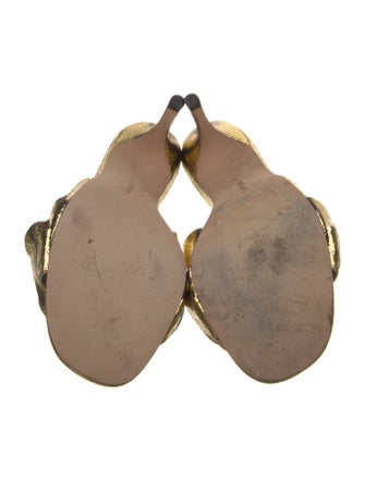 Larroude Patterned Ruffle Embellishment Slides