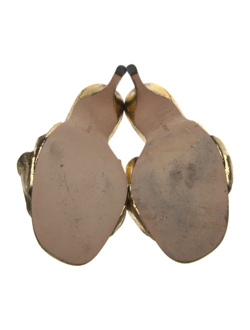 Larroude Patterned Ruffle Embellishment Slides