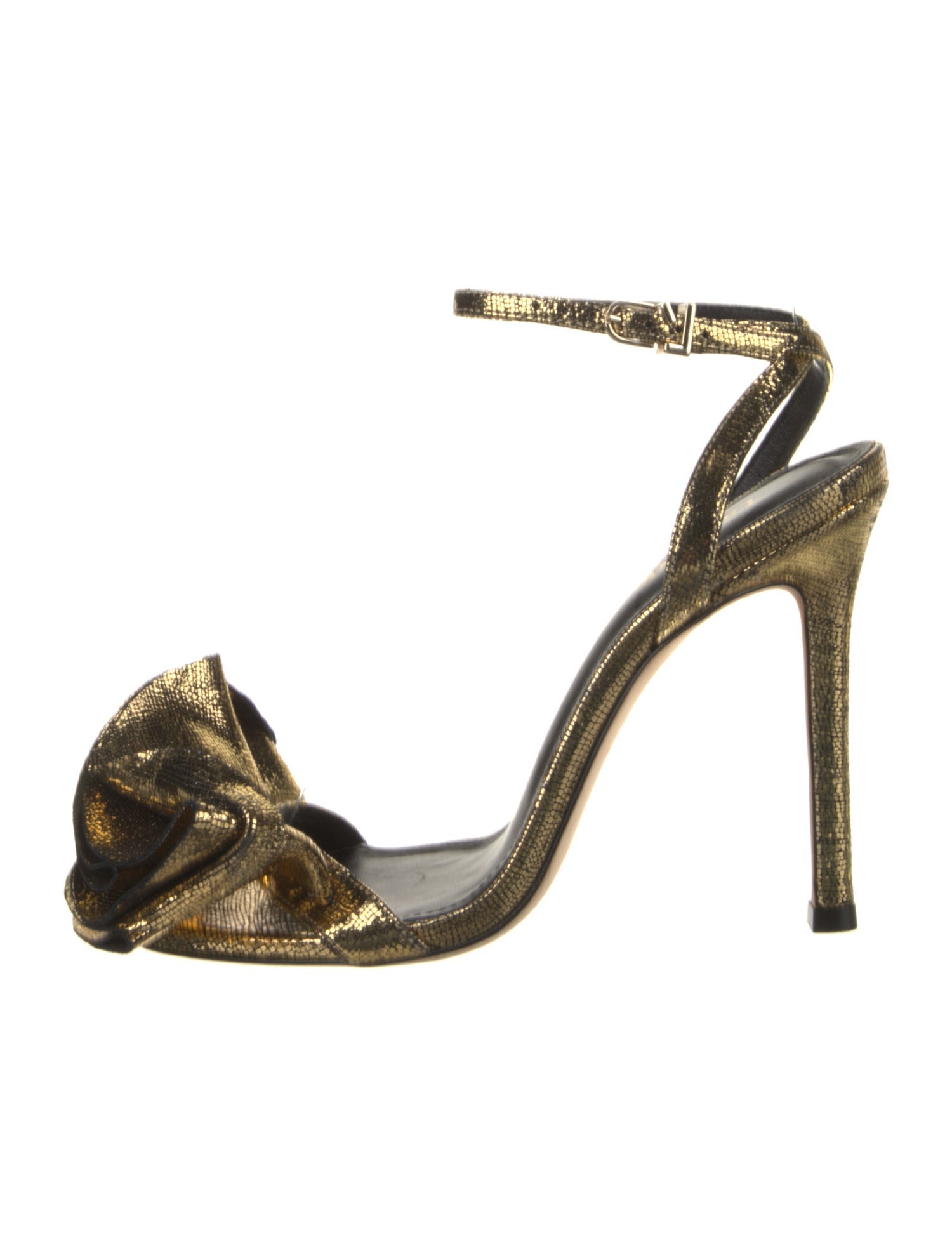 Larroude Patterned Ruffle Embellishment Sandals