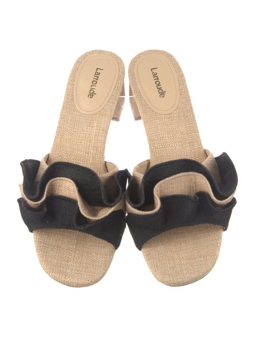 Larroude Raffia Colorblock Pattern Slides