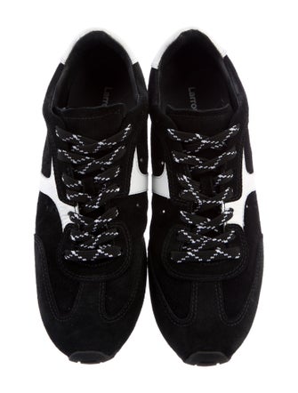 Larroude Suede Raw-Edge Trim Athletic Sneakers