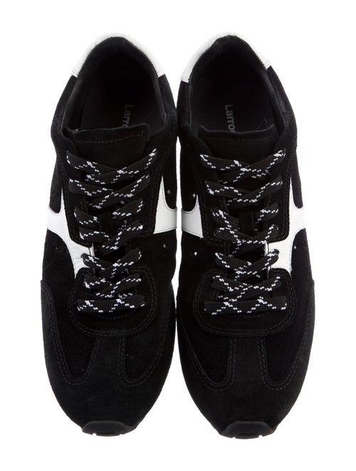Larroude Suede Raw-Edge Trim Athletic Sneakers