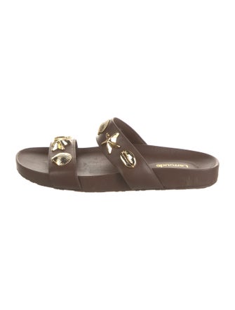 Larroude Leather Studded Accents Slides