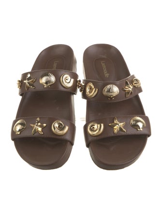Larroude Leather Studded Accents Slides