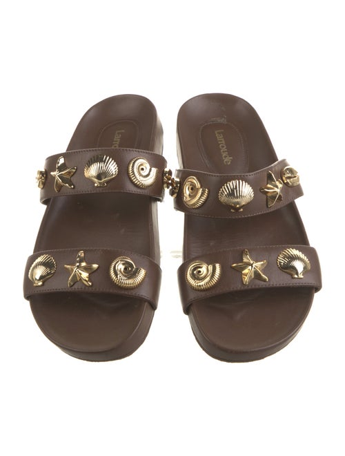 Larroude Leather Studded Accents Slides