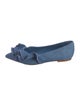 Larroude Denim Embroidered Accent Ballet Flats