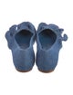 Larroude Denim Embroidered Accent Ballet Flats