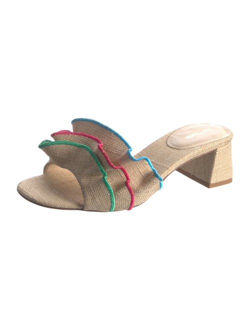 Larroude Raffia Striped Slides