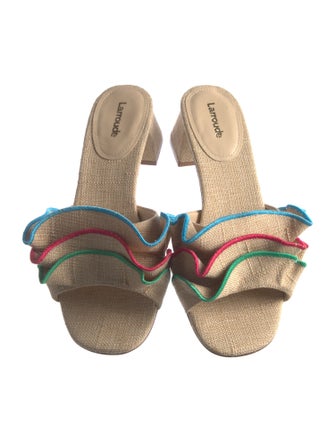 Larroude Raffia Striped Slides