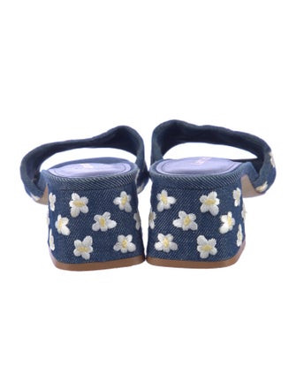 Larroude Denim Animal Print Slides