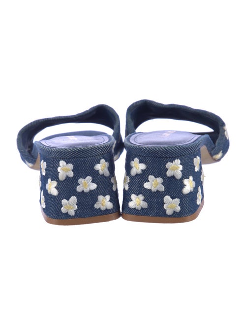 Larroude Denim Animal Print Slides