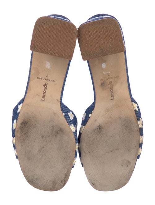 Larroude Denim Animal Print Slides