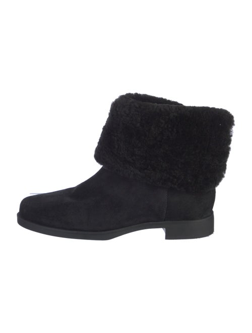 Larroude Suede Fur Trim Rain Boots