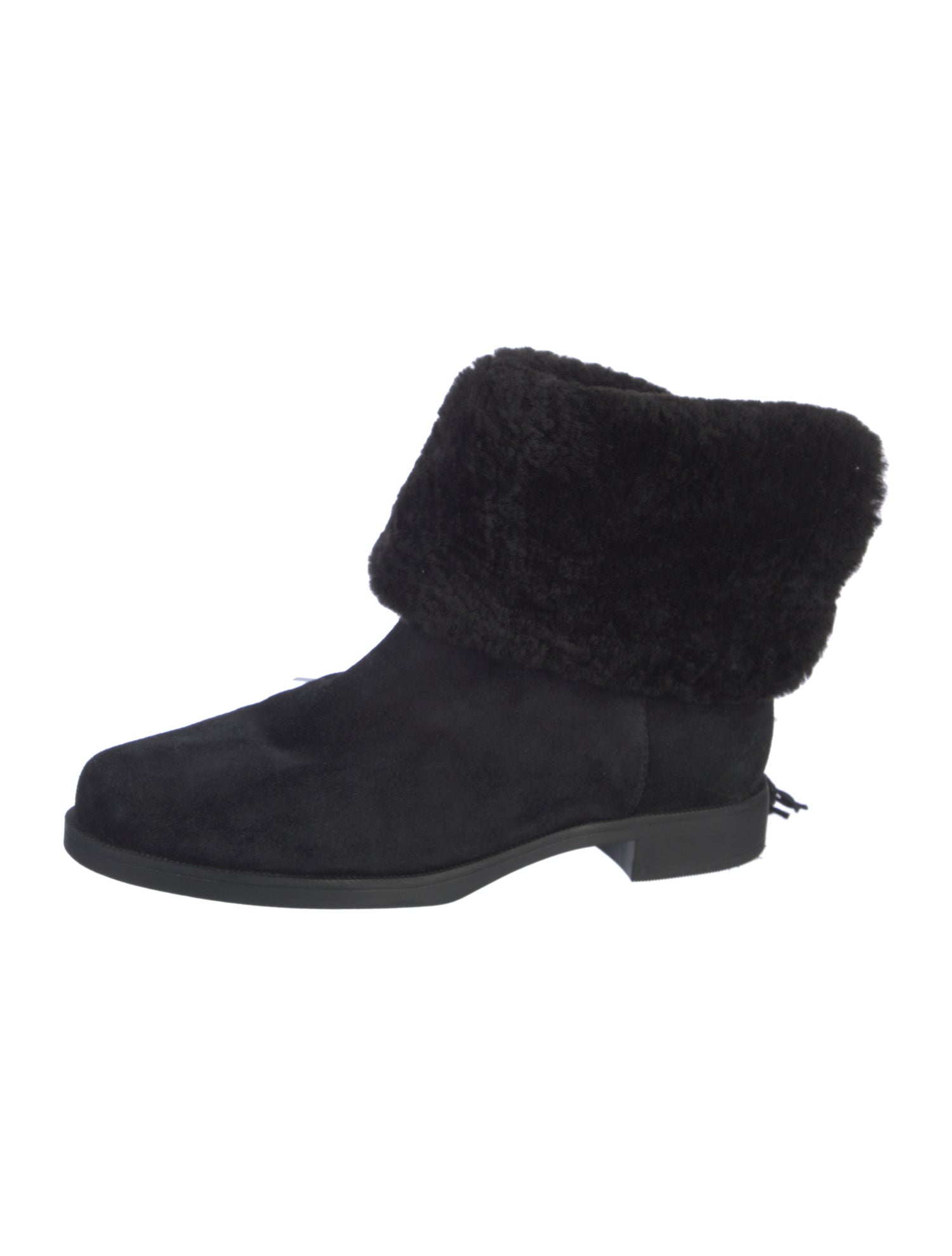 Larroude Suede Fur Trim Rain Boots