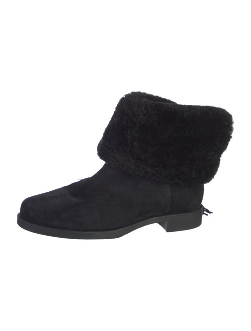 Larroude Suede Fur Trim Rain Boots