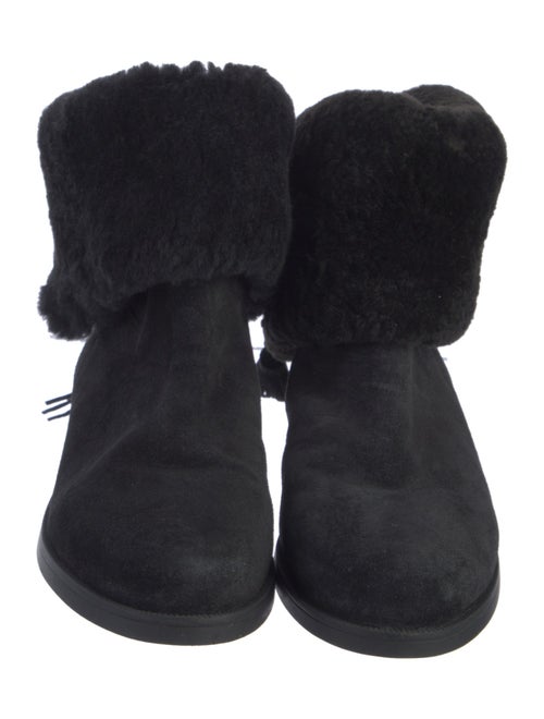 Larroude Suede Fur Trim Rain Boots