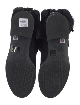 Larroude Suede Fur Trim Rain Boots