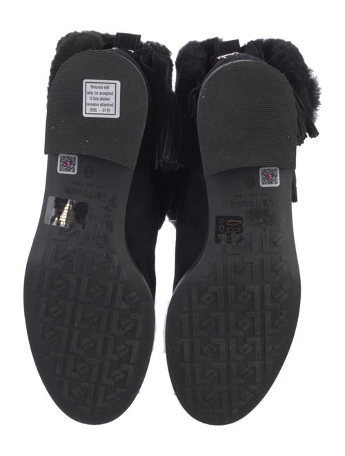 Larroude Suede Fur Trim Rain Boots