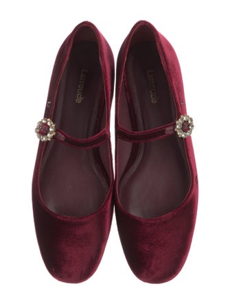 Larroude Velvet Crystal Embellishments Ballet Flats