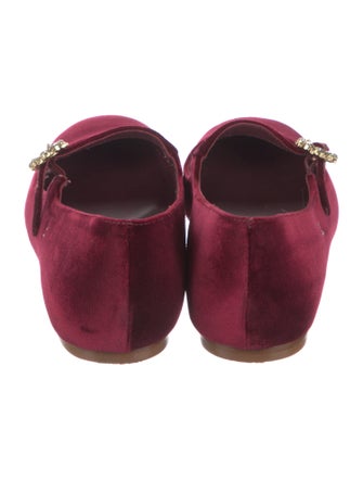 Larroude Velvet Crystal Embellishments Ballet Flats
