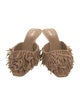 Larroude Suede Fringe Trim Accent Mules