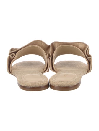 Larroude Canvas Ruffle Embellishment Slides