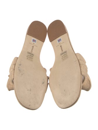 Larroude Canvas Ruffle Embellishment Slides