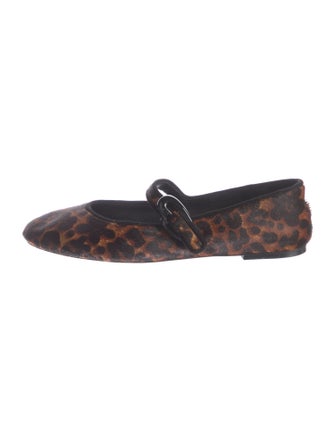 Larroude Ponyhair Animal Print Mary Jane Flats