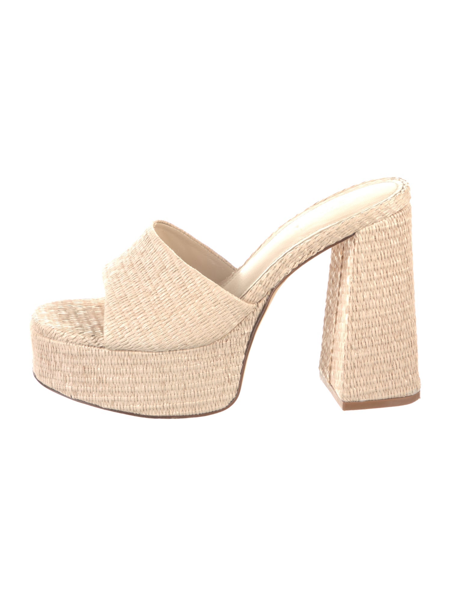 Larroude Straw Cutout Accent Slides