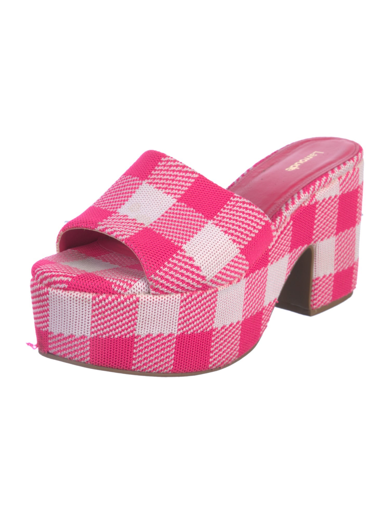 Larroude Plaid Print Slides