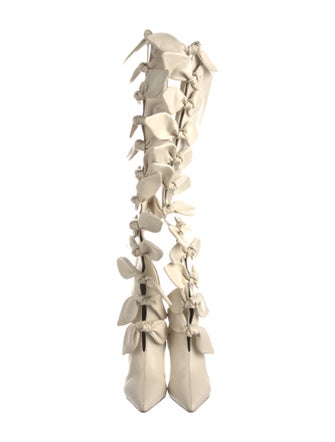 Larroude x Jonathan Cohen Leather Bow Accents Boots