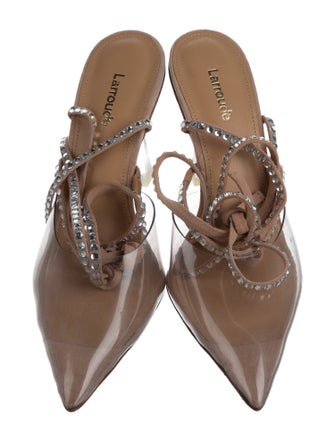 Larroude PVC Crystal Embellishments T-Strap Pumps