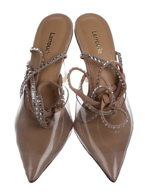 Larroude PVC Crystal Embellishments T-Strap Pumps