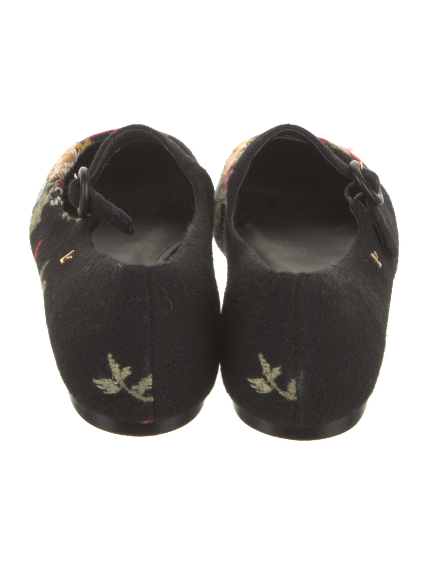 Larroude Wool Floral Print Mary Jane Flats