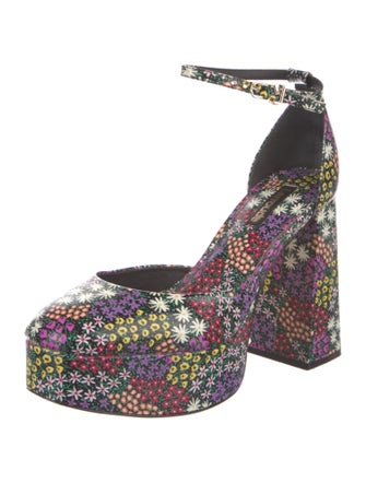 Larroude Patent Leather Floral Print D'Orsay Pumps