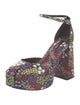 Larroude Patent Leather Floral Print D'Orsay Pumps