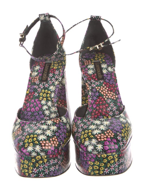 Larroude Patent Leather Floral Print D'Orsay Pumps