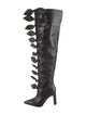 Larroude Leather Bow Accents Lace-Up Boots