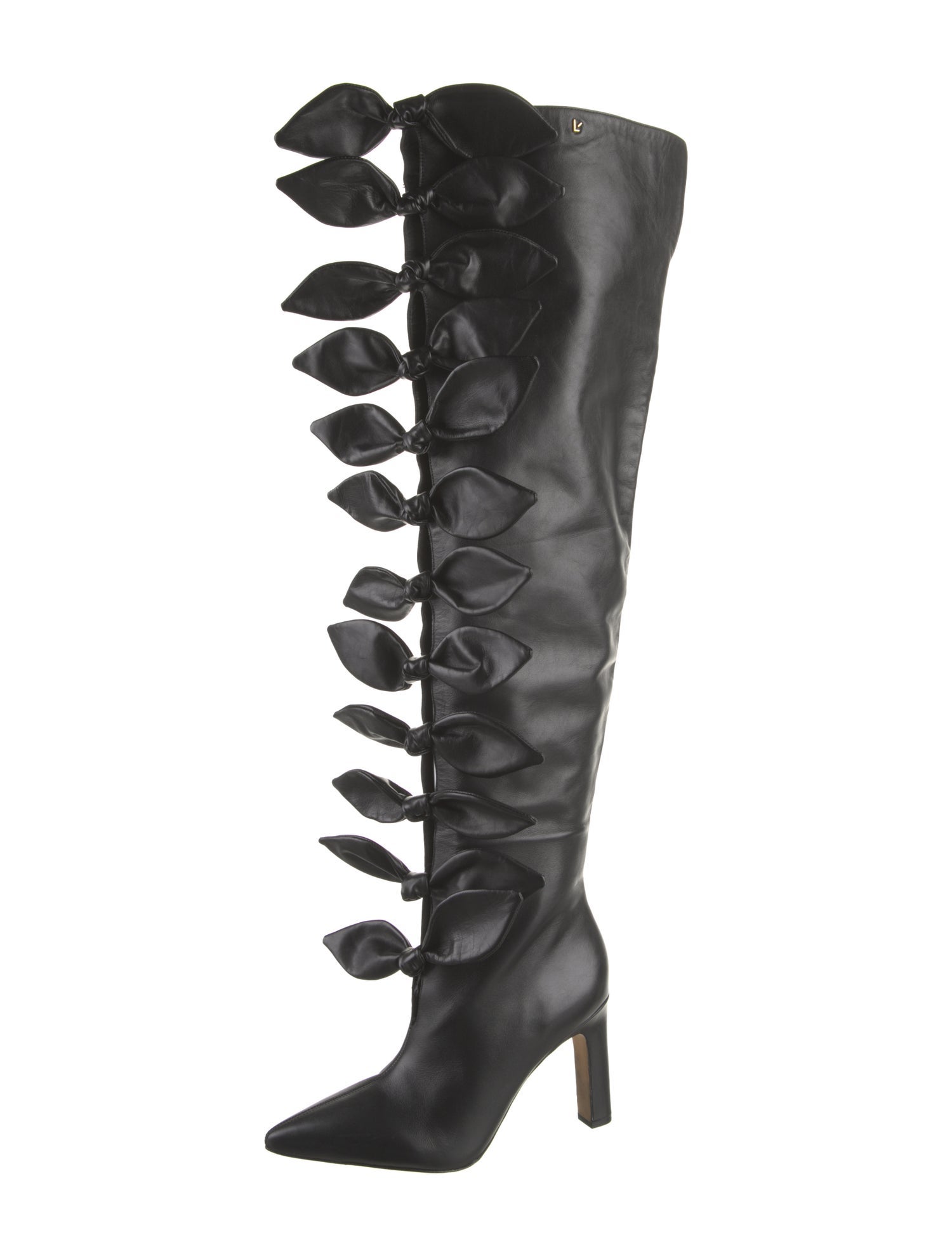 Larroude Leather Bow Accents Lace-Up Boots