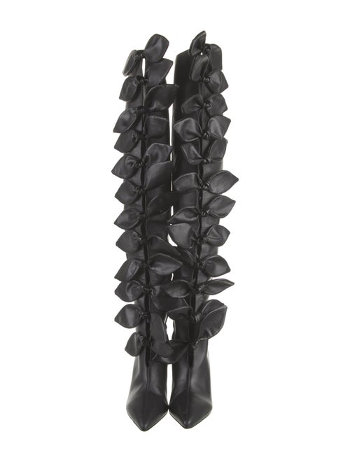 Larroude Leather Bow Accents Lace-Up Boots