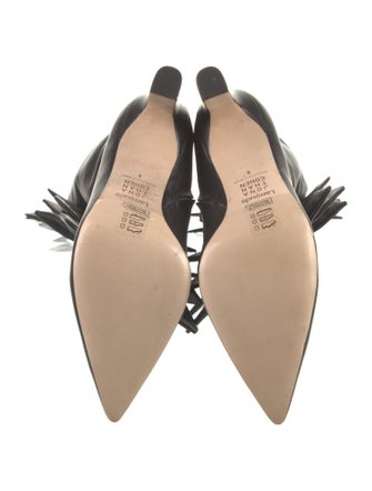 Larroude Leather Bow Accents Lace-Up Boots